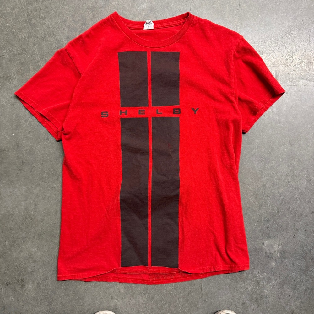 Shelby Racing T Shirt Mens Medium Red Black Racing Stripes Delta Pro Weight Tee